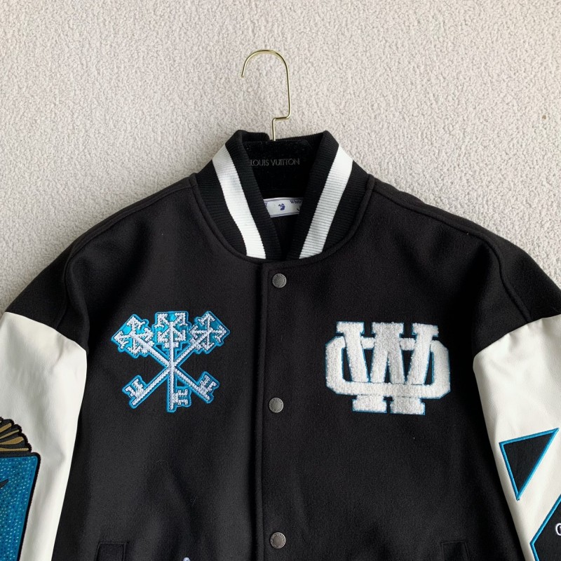 OFF-WHITE xAc Milan FW22 Collaborative Colorblock Baseball Jacket