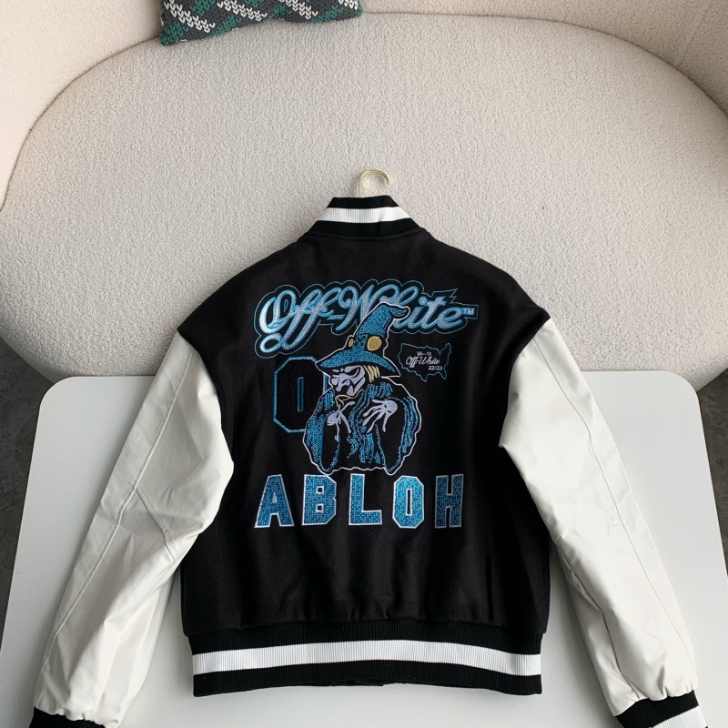 OFF-WHITE xAc Milan FW22 Collaborative Colorblock Baseball Jacket