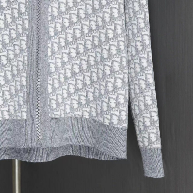D*0r all-over jacquard reversible wool zip-up hoodie