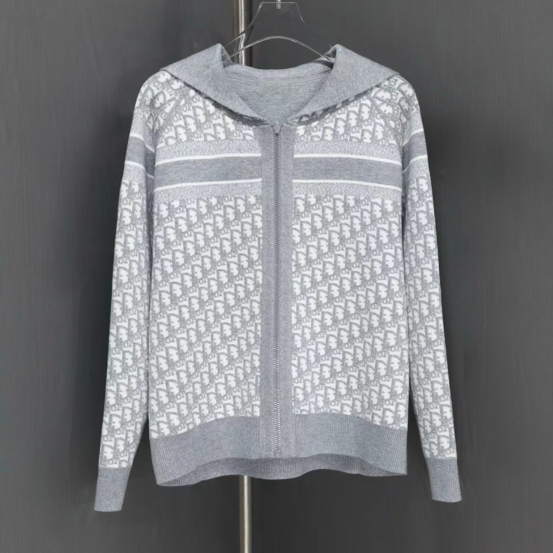 D*0r all-over jacquard reversible wool zip-up hoodie