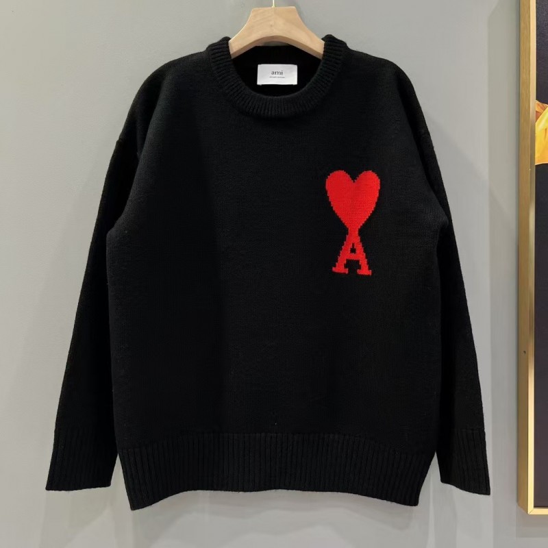 Ami autumn and winter new alpaca wool round neck sweater