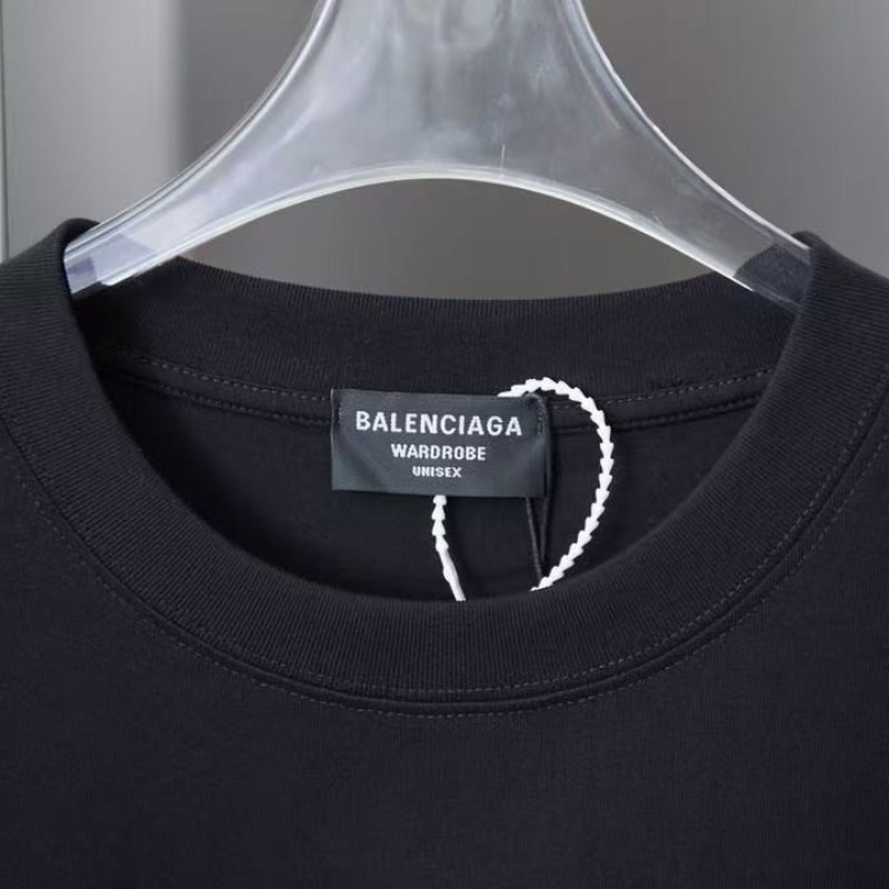 Ba*len*cia*ga SpringSummer New Flocked Letter Logo Printed T-shirt