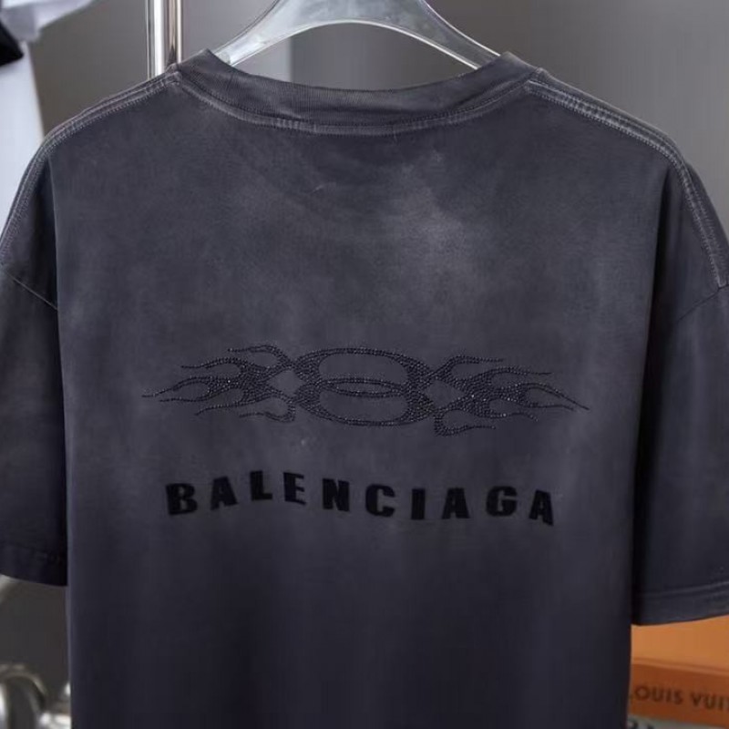 Ba*len*cia*ga SpringSummer New Flame Hot Diamond T-shirt