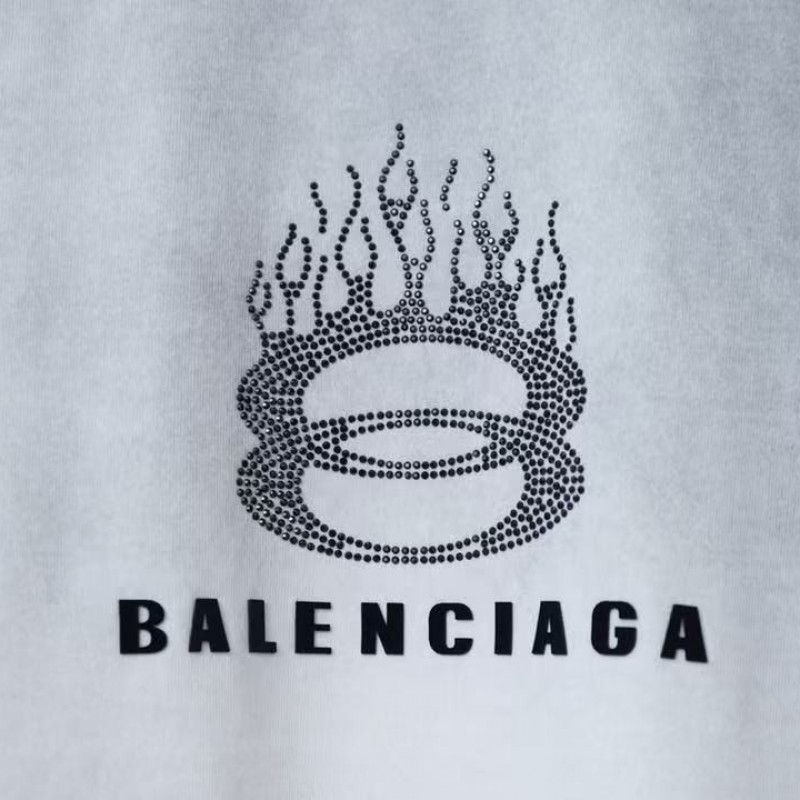 Ba*len*cia*ga SpringSummer New Flame Hot Diamond T-shirt