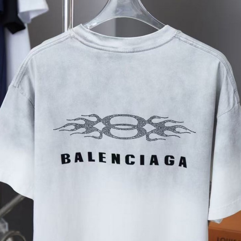 Ba*len*cia*ga SpringSummer New Flame Hot Diamond T-shirt