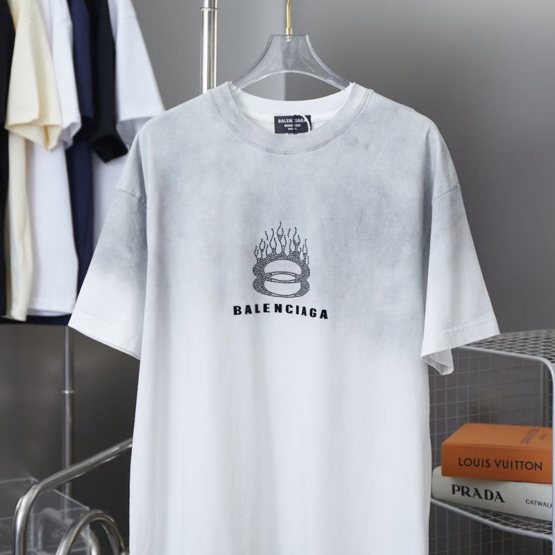 Ba*len*cia*ga SpringSummer New Flame Hot Diamond T-shirt