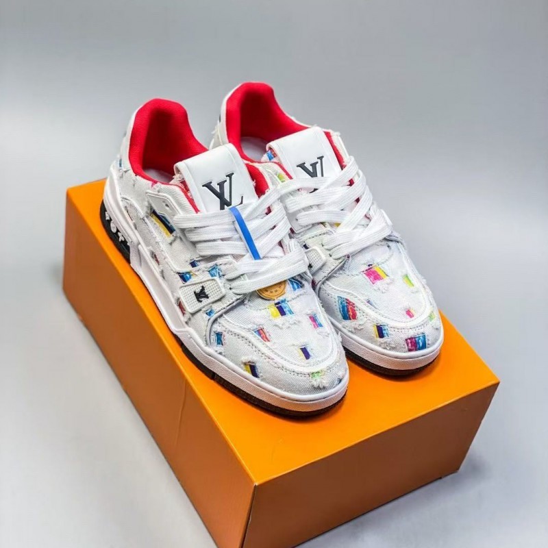 L0*is V*t0n traniner canvas printed colorful denim embroidered shoes