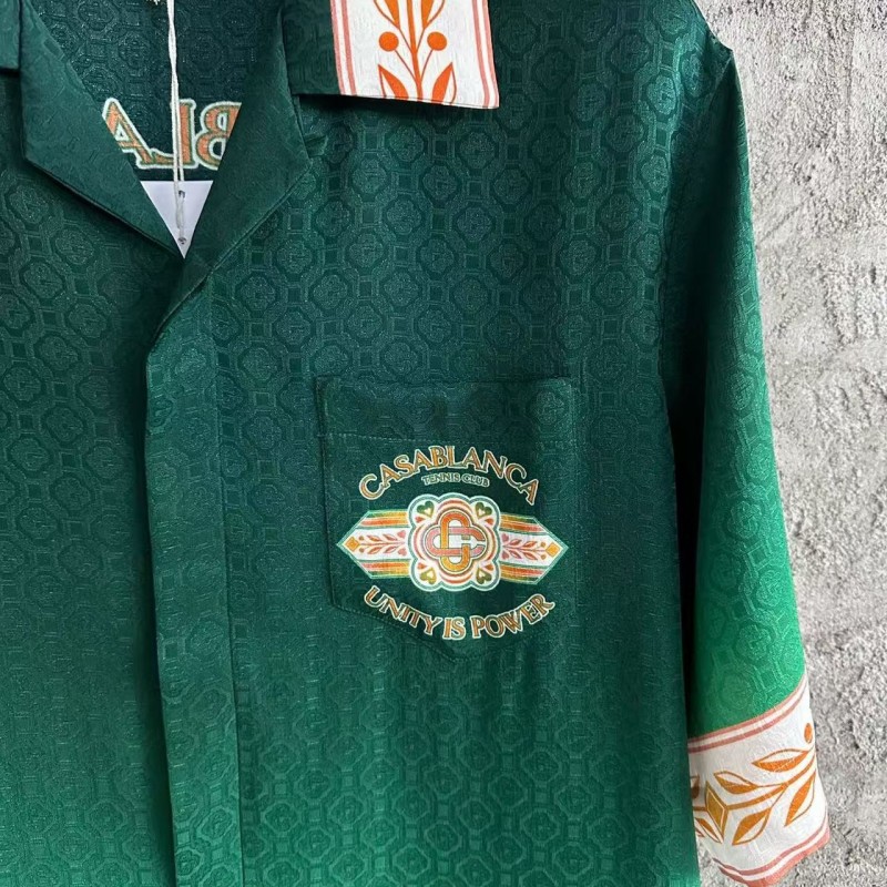 CASABLANCA Green jacquard silk T-shirt