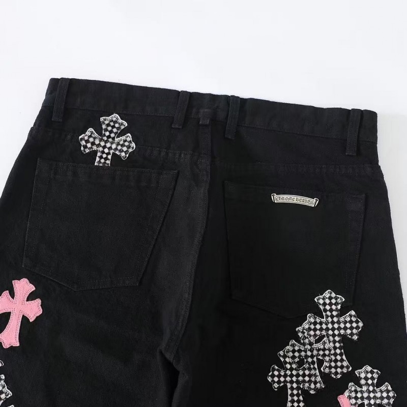 Ch**me He**ts pink cross checkerboard trousers