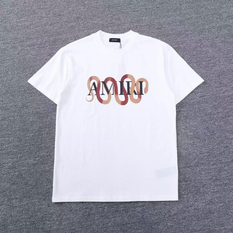 AMIRI Spring and Summer Snake Print Letter Pattern Short Sleeve
