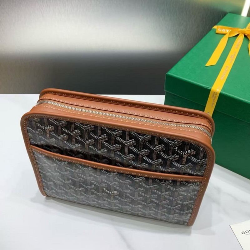 Go*ard imported cowhide with canvas small toilet bag, size: 25*18*7cm