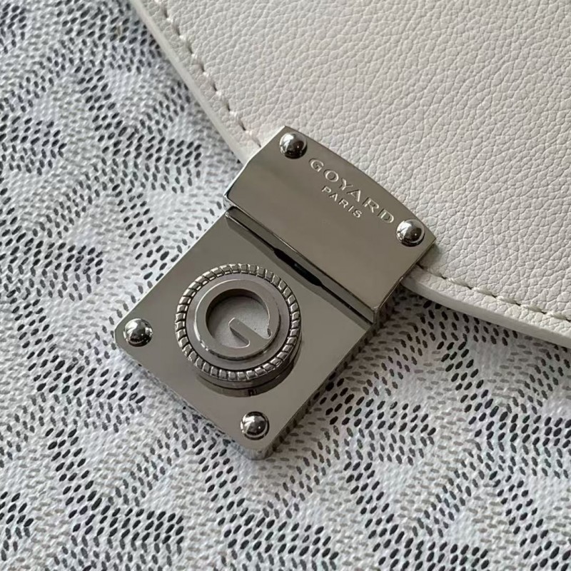 Go*ard imported cowhide with canvas one-shoulder crossbody bag, size: 21*16*4cm