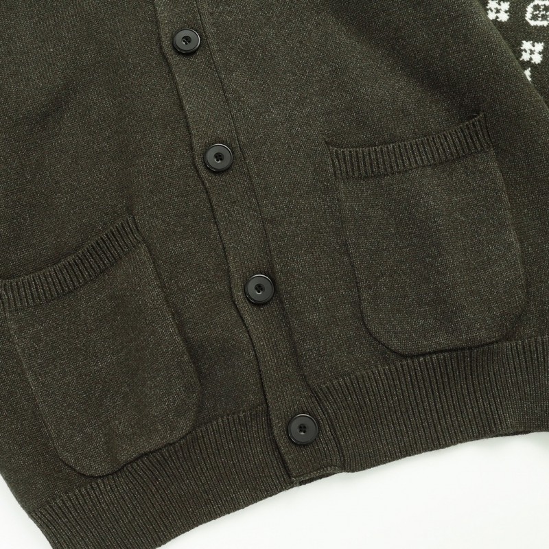 SS23 new autumn product L0*is V*t0n Monogram jacquard V-neck single-breasted long-sleeved knitted