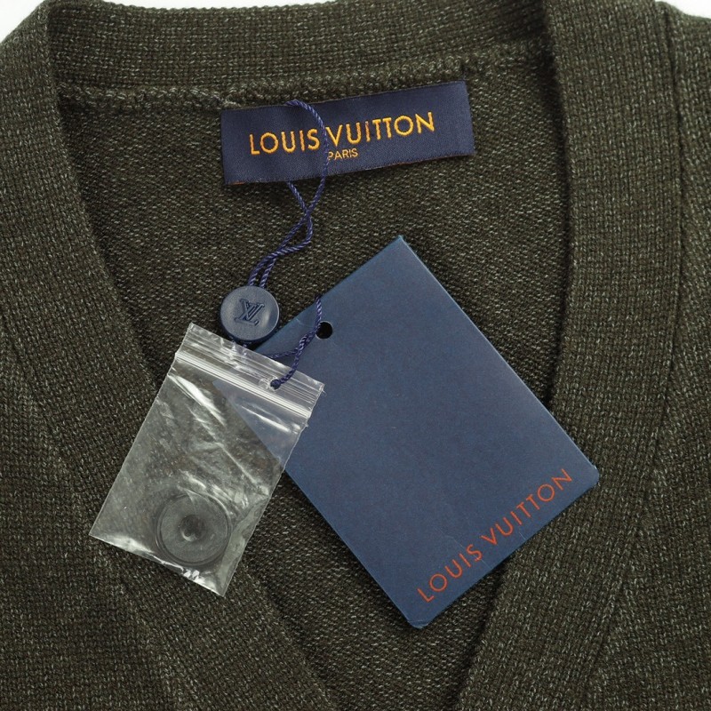 SS23 new autumn product L0*is V*t0n Monogram jacquard V-neck single-breasted long-sleeved knitted