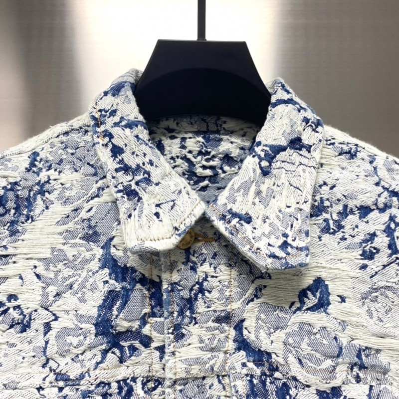 L0*is V*t0n Floral jacquard fringed denim jacket