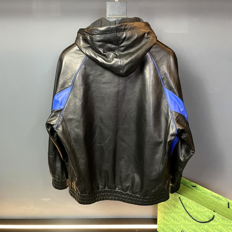 Ba*len*cia*ga 2023 Hooded Leather Jacket