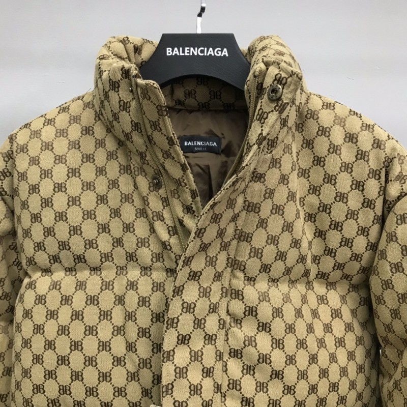 Ba*len*cia*ga all-over printed double B down jacket