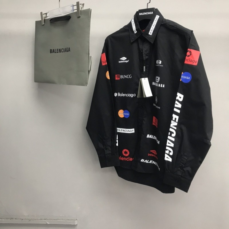 Ba*len*cia*ga LOGO LOGO racing style long sleeve shirt