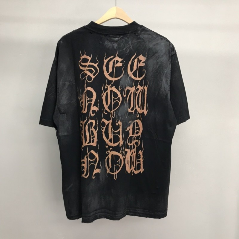 Ba*len*cia*ga Sanskrit lettering industrial paint T-shirt