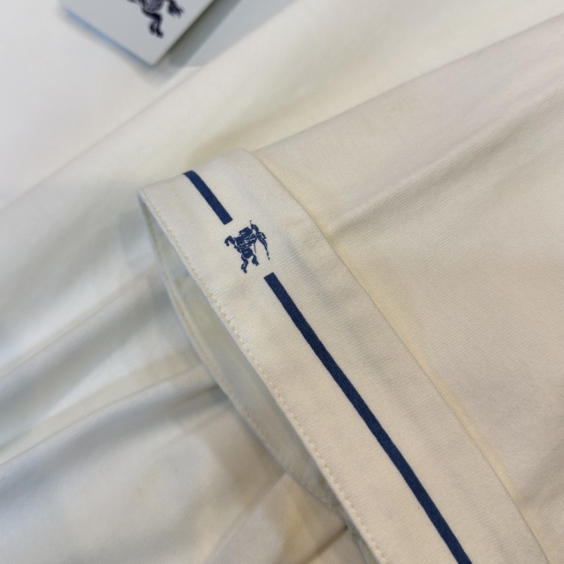 B**rry 2024ss the latest white cloth cuffs stitching small war horse printed cotton t-shirt